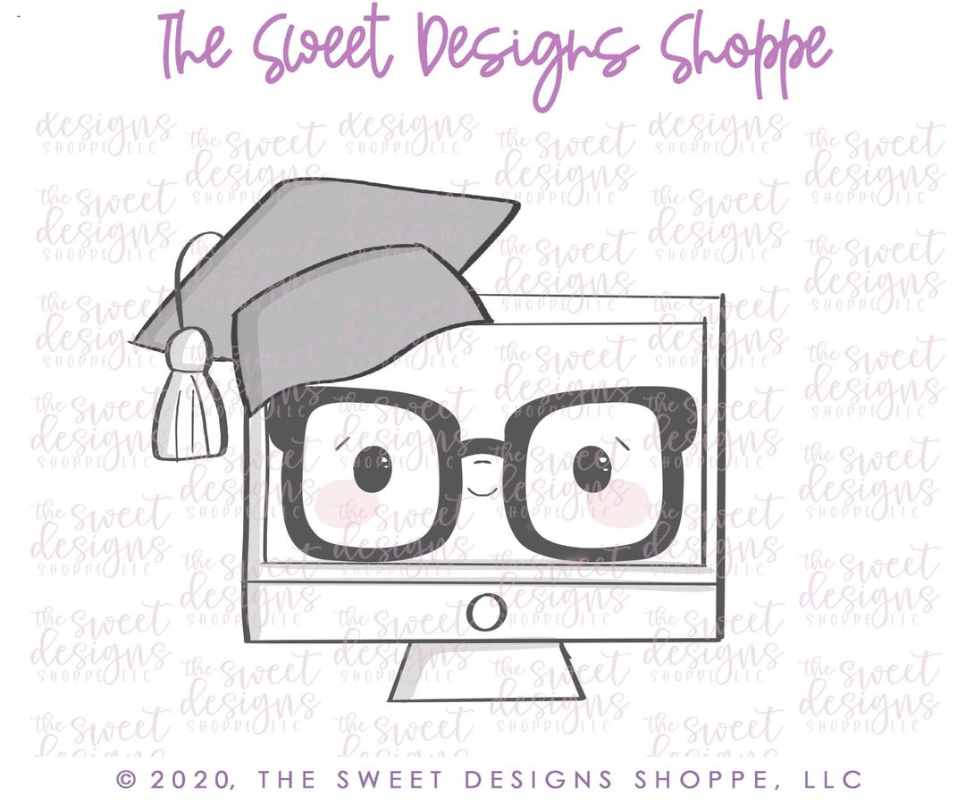 Computer Cookie Cutter Svg Grad Computer - Cookie Cutter - Etsy