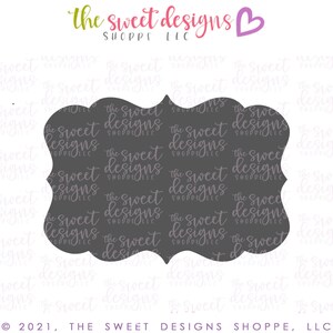 May include: A gray, decorative, scalloped frame with the text "the sweet designs shoppe, llc" repeated throughout the frame.