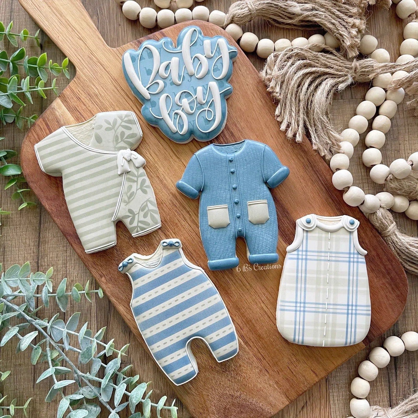 6B's Creations “Baby Boy” Class Cookie Cutters Set - Set of 5 Cookie Cutters - Online Class not included.