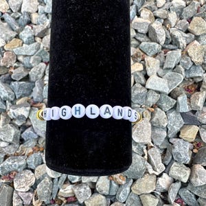 Personalized School Name Bracelet, Back to School bracelet, School Spirit bracelet