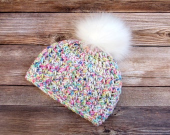 Newfancy Kids Baby Girls Winter Beanie Hat Leopard Print Knit Warm Pom Skull Cap Hat Toddler
