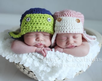 Crochet Baby Aviator Hat: Acrylic Newborn Photo Prop