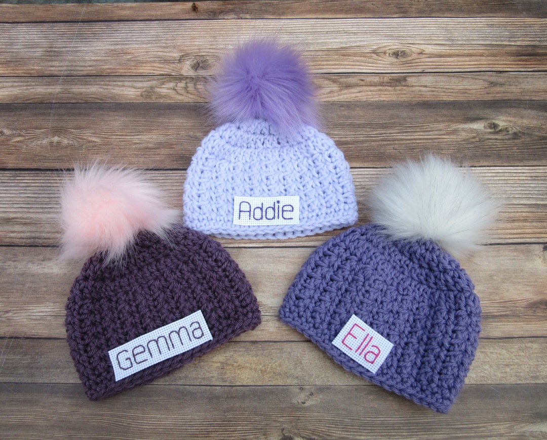 Personalized Baby Girl Hat, Newborn Girl Name Hat, Baby Hospital Hat ...