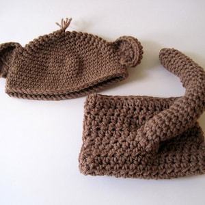 Baby Monkey Set, Newborn Monkey Costume, Baby Monkey Hat and Diaper Cover Set, Infant Monkey Outfit, Newborn Photo Prop, Jungle Nursery