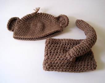 Newborn Monkey Costume: Crochet Baby Photo Prop
