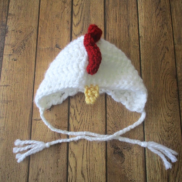 Crochet Baby Chicken Hat, Newborn Rooster Hat, Baby Rooster Bonnet, Boy Baby Hat, Girl Infant Hat, Easter, Halloween Baby Hat