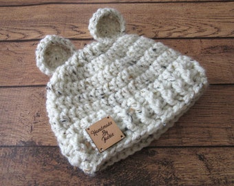 Infant Bear Hat, Girl Baby Hat, Boy Bear Beanie, Baby Boy Hat, Unisex Newborn Hat, Crochet Baby Bear Hat, Newborn Hat, Bear Baby Shower