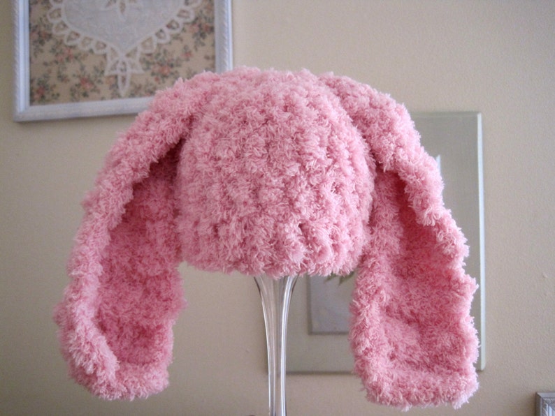 Baby Girl Bunny Hat, Baby Girl Easter Hat, Pink Bunny Hat, Crochet Bunny Hat, Newborn Girl Hat, Baby Girl Hat, Newborn Easter Hat, Halloween image 2