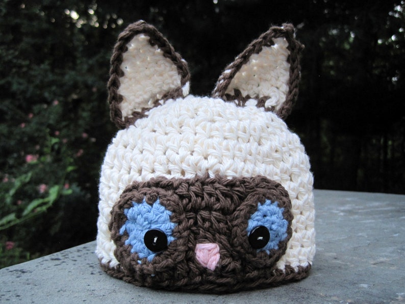 Baby Cat Hat Baby Kitty Hat Siamese Cat Hat. Baby Hat image 2