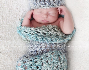 Crochet Baby Boy Cocoon and Hat Set, Newborn Boy Cacoon, Boy Newborn Cocoon, Infant Boy Cocoon, Blue Baby Cocoon with matching Hat