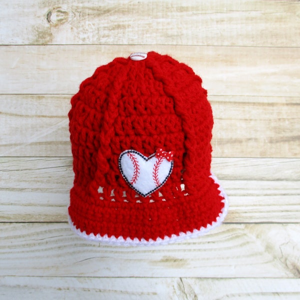 Girl Newborn Baseball Hat, Baby Beanie, Baby Baseball Hat, Infant Cap, Newborn Girl Hat, Photo Shoot, Baby Shower, Heart, Bows