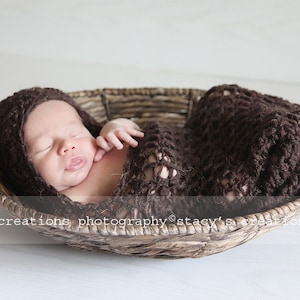 Crochet Hooded Baby Cocoon, Brown Newborn Cocoon, Infant Baby Cacoon, Newborn Photo Prop