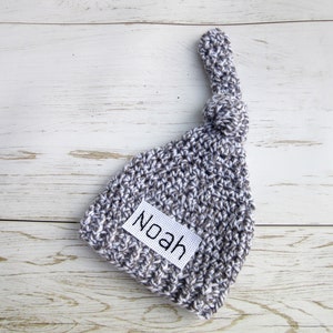 Personalized Baby Name Hat, Newborn Hospital Hat, Custom Baby Infant Hat, Baby Boy Coming Home Hat, Knotted Baby Hat, Birth Announcement