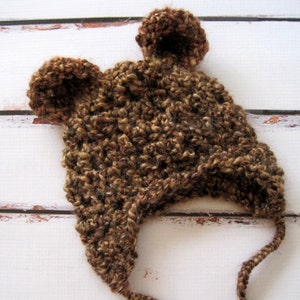 Crochet Baby Hat, Crochet Bear Hat, Baby Bear Hat, Baby Girl Hat, Baby Boy Hat, Newborn Bear Hat, Infant Bear Hat, Baby Animal Hat, Brown image 4