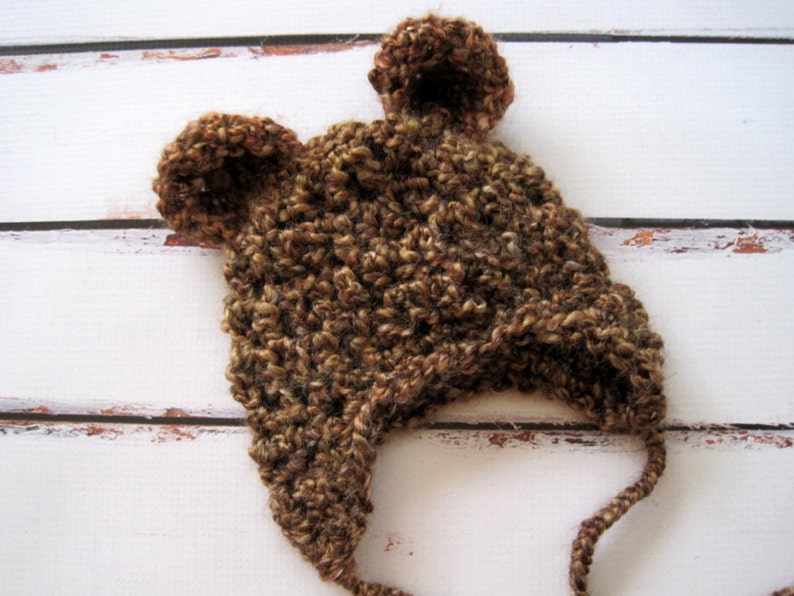 Crochet Baby Hat, Crochet Bear Hat, Baby Bear Hat, Baby Girl Hat, Baby Boy Hat, Newborn Bear Hat, Infant Bear Hat, Baby Animal Hat, Brown image 4
