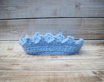 Couronne de bébé au crochet : accessoire photo Blue Prince Cake Smash