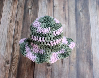 Cotton Baby Sun Hat: Pink Camo Floppy Brim