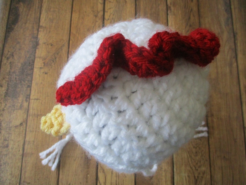 Crochet Baby Chicken Hat, Newborn Rooster Hat, Baby Rooster Bonnet, Boy Baby Hat, Girl Infant Hat, Easter, Halloween Baby Hat image 4