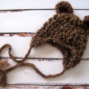 Crochet Baby Hat, Crochet Bear Hat, Baby Bear Hat, Baby Girl Hat, Baby Boy Hat, Newborn Bear Hat, Infant Bear Hat, Baby Animal Hat, Brown image 3