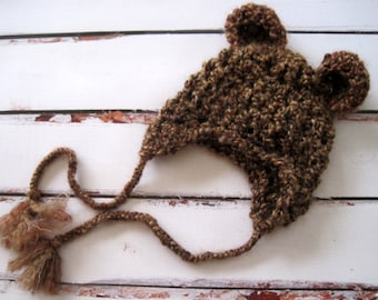 Crochet Baby Bear Hat, Newborn Costume, Photo Prop