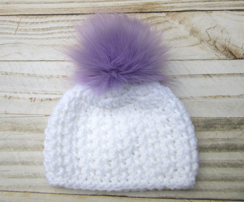 Newborn Hat Purple Baby Girl Winter Hat Girl Newborn Hat Baby Girl Hat with Pom Pom Pom Pom Baby Beanie Baby Hat Infant Hat