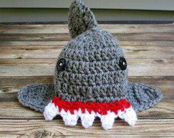 Baby Shark Hat, Newborn Shark Beanie, Baby Hat, Baby Halloween Costume, Newborn Shark Costume, Baby Shark Earflap Hat, Infant, Boy, Girl