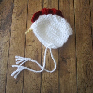 Crochet Baby Chicken Hat, Newborn Rooster Hat, Baby Rooster Bonnet, Boy Baby Hat, Girl Infant Hat, Easter, Halloween Baby Hat image 6