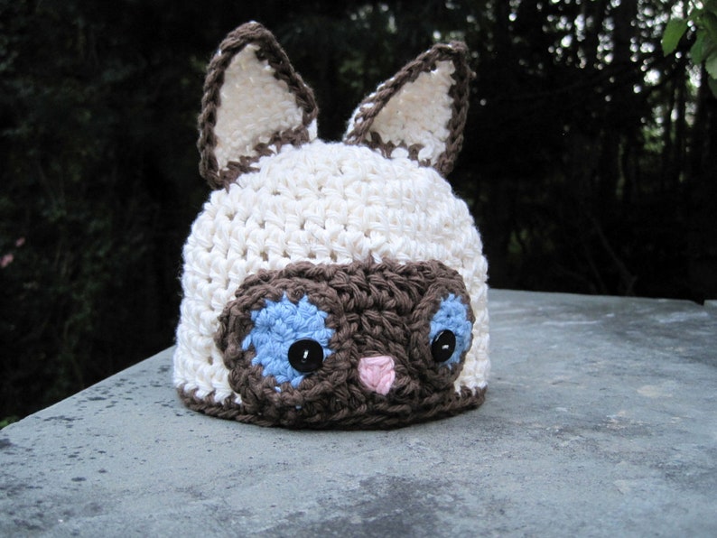 Baby Cat Hat Baby Kitty Hat Siamese Cat Hat. Baby Hat image 4
