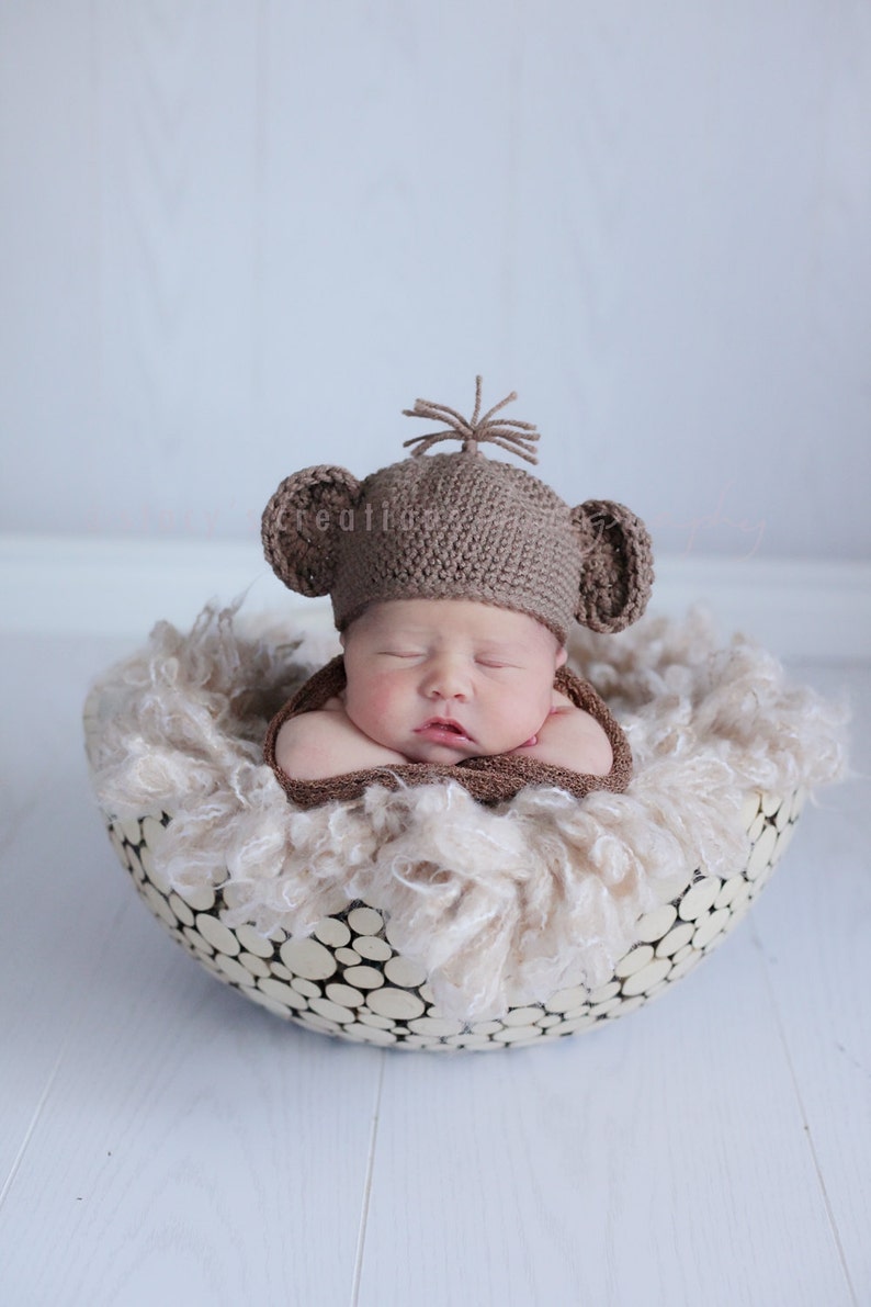 Baby Halloween Hat, Newborn Halloween Hat, Infant Halloween Hat, Monkey Halloween Hat, Baby Costume, Newborn Costume, Halloween Costume, image 1