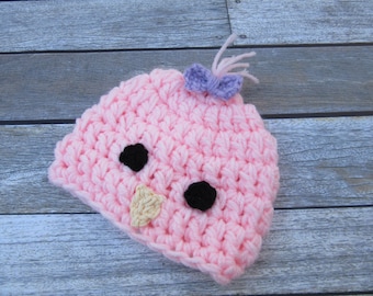 Newborn Girl Easter Hat, Baby Girl Hat, Crochet Baby Hat, Baby Girl Beanie, Baby Spring Hat, Baby Chick Hat, Newborn Photo Prop, Halloween