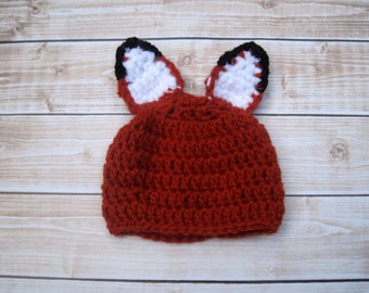 Fox Baby Hat, Newborn Fox Hat, Baby Halloween Hat, Baby Boy Hat, Newborn Girl Hat, Newborn Hat, Infant Hat, Baby Winter Hat, Costume