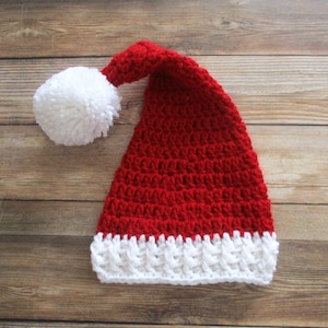 Crochet Newborn Santa Hat: Red & White Baby Christmas Cap
