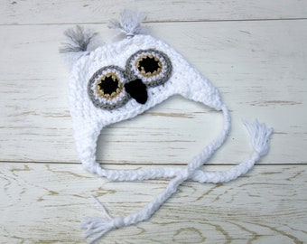 Crochet Baby Snowy Owl Hat, Newborn Halloween Costume, Baby Boy Hat, Baby Girl, Baby Winter Hat, Newborn Owl Costume, Woodland Baby Nursery