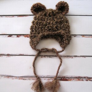 Crochet Baby Hat, Crochet Bear Hat, Baby Bear Hat, Baby Girl Hat, Baby Boy Hat, Newborn Bear Hat, Infant Bear Hat, Baby Animal Hat, Brown image 5