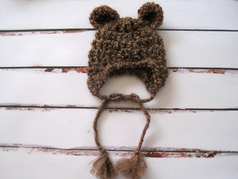 Crochet Baby Hat, Crochet Bear Hat, Baby Bear Hat, Baby Girl Hat, Baby Boy Hat, Newborn Bear Hat, Infant Bear Hat, Baby Animal Hat, Brown image 5