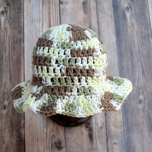 Crochet Baby Sun Hat: Wooden Moss Cotton Floppy Hat