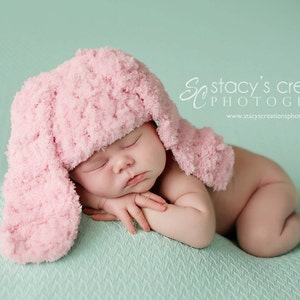 Baby Girl Bunny Hat, Baby Girl Easter Hat, Pink Bunny Hat, Crochet Bunny Hat, Newborn Girl Hat, Baby Girl Hat, Newborn Easter Hat, Halloween image 1