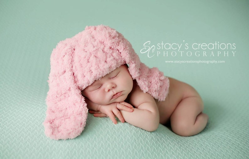 Baby Girl Bunny Hat, Baby Girl Easter Hat, Pink Bunny Hat, Crochet Bunny Hat, Newborn Girl Hat, Baby Girl Hat, Newborn Easter Hat, Halloween image 1