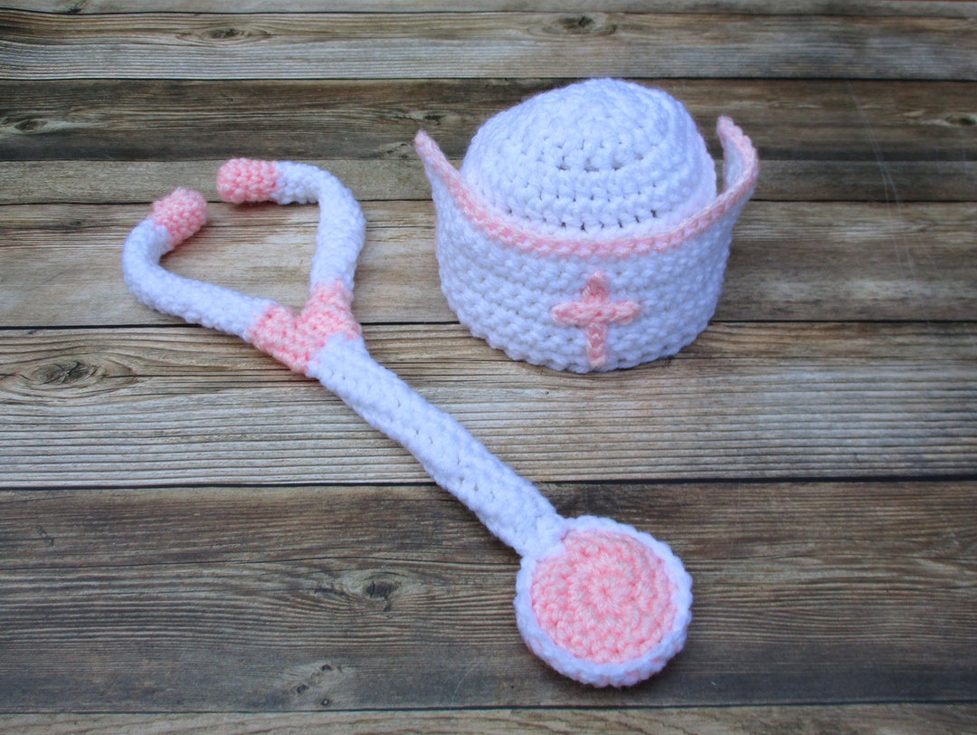 Baby Girl Nurses Hat With Stethoscope, Baby Nurse Costume, Baby Girl