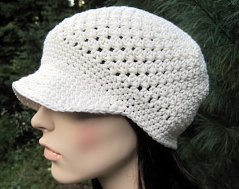 Cotton Women's Newsboy Hat, Crochet Women's Hat, Women's Summer Hat, Brimmed Adult Hat, Gifts for Mom, Mother's Day Gift, Birthday Gift