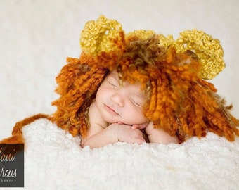 Crochet Baby Lion Hat: Newborn Photo Prop Costume