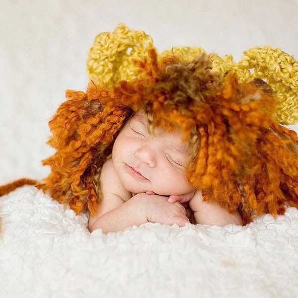 Crochet Baby Lion Hat, Newborn Animal Hat, Infant Cat Hat, Baby Halloween Hat, Newborn Costume, Zoo Animal Hat, Infant Photo Prop