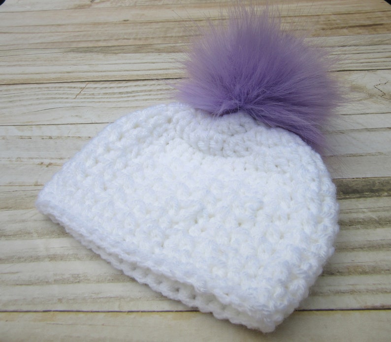 Newborn Hat Purple Baby Girl Winter Hat Girl Newborn Hat Baby Girl Hat with Pom Pom Pom Pom Baby Beanie Baby Hat Infant Hat
