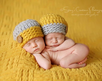 Twin Baby Winter Hats, Twin Baby Beanies, Twin Baby Hat Set, Twin Boy Hats, Newborn Twin Hats, Newborn Beanies, Twin Hat Set
