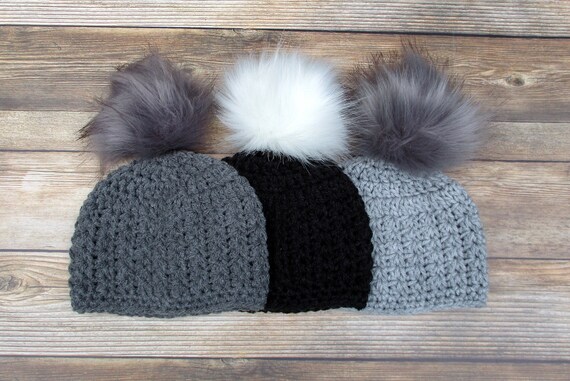 baby girl winter hat with pom pom