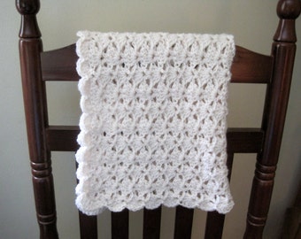 Crochet Baby Blanket, Newborn Baby Blanket, Baby Shower Gift, Baby Gift, Crochet Baby Afghan, Baby Stroller Blanket, Ivory, Nursery Blanket