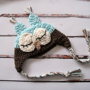 Baby Boy Hat, Sleeping Baby Owl Hat, Boy Newborn Owl Hat, Baby Animal Hat, Baby Boy Costume, Baby Halloween Hat, Baby Boy Shower Gift