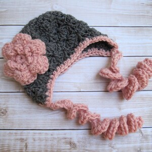 Baby Bonnet, Baby Girl Hat, Coming Home Hat, Girl Newborn Hat, Baby Hat with Flower, Infant Girl Hat, Earflaps, Winter, Baby Shower Gift