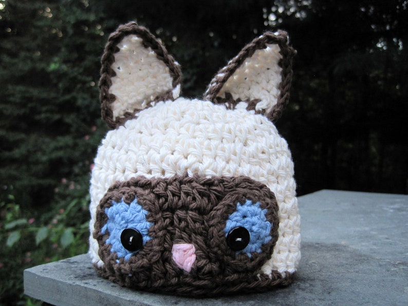Baby Cat Hat Baby Kitty Hat Siamese Cat Hat. Baby Hat image 3