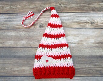 Baby Valentine Stocking Hat: Crochet Heart Newborn Beanie